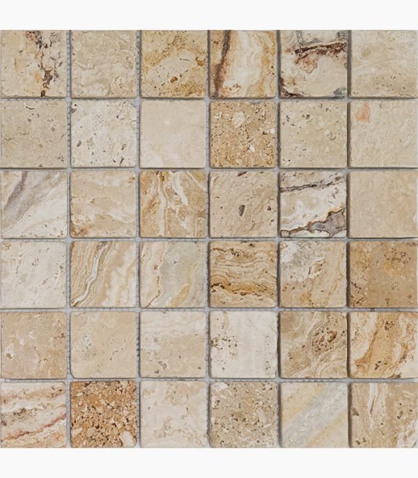 2x2 LEONARDO Tumbled Travertine MOSAIC