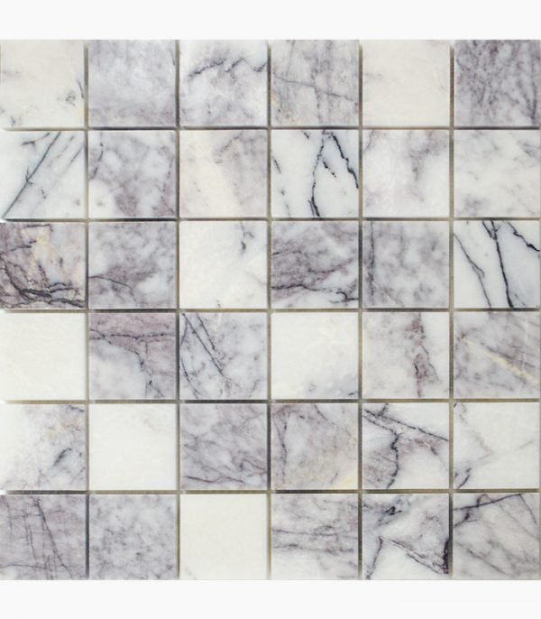 2x2 WHITE LILAC Polished Marble MOSAIC