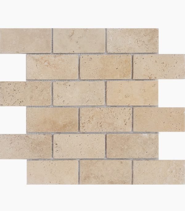 2x4 IVORY Tumbled Travertine MOSAIC