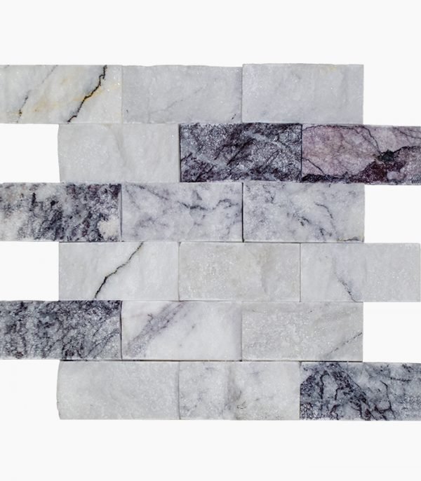 2x4 WHITE LILAC Splitface Marble MOSAIC
