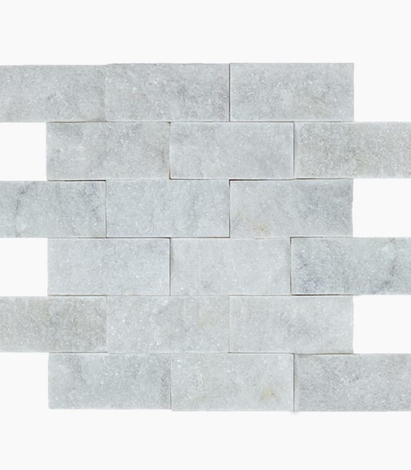 2x4 WHITE PEARL Splitface Marble MOSAIC