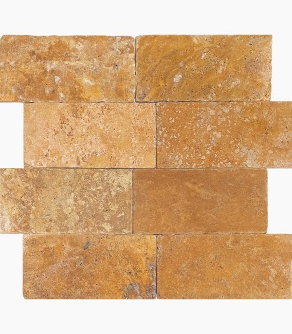 3x6 GOLD Tumbled Travertine TILE