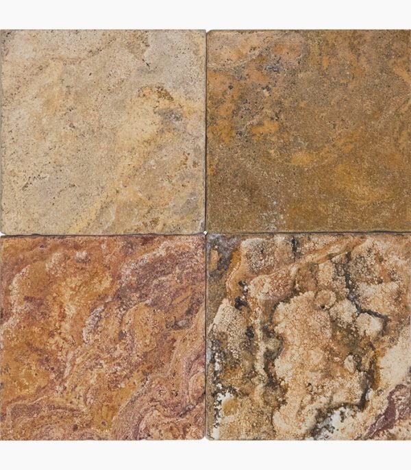 4x4 AUTUMN BLEND Tumbled Travertine TILE