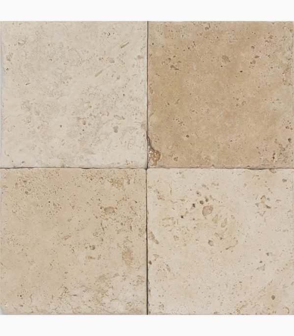 4x4 IVORY Tumbled Travertine TILE