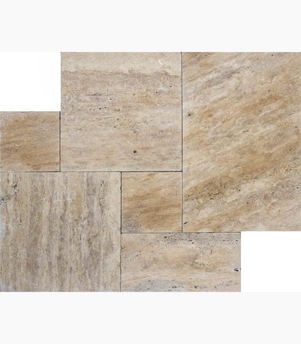 French Pattern PHILADELPHIA Tumbled Travertine PAVER